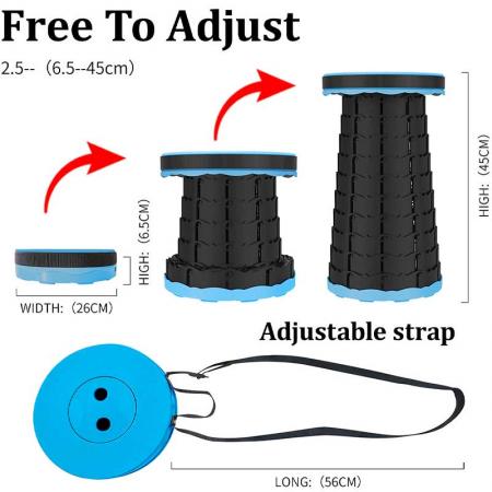 Hot Selling Plastic Adjustable Retractable Outdoor Convenient Stool Pure Color Folding Camping Fish Telescopic Stool