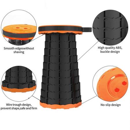 Portable Lightweight Plastic Stool Outdoor Travel Camping Fishing Folding telescopic Stool 