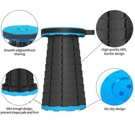 Hot Selling Plastic Adjustable Retractable Outdoor Convenient Stool Pure Color Folding Camping Fish Telescopic Stool