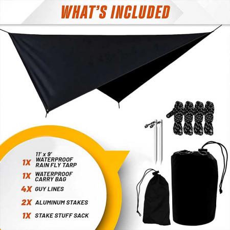 Camping Tarp Waterproof with 2 Poles Tarps Sunshade Picnic Mat Camping Accessories for Fishing Hiking 