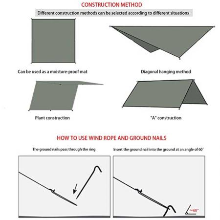 Hammock Rain Fly Waterproof and Lightweight Tent Tarp for Camping Backpacking Hiking 