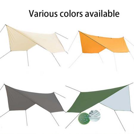 210T Polyester Tent Tarp Ultralight Camping Tarp with Door Portable Hammock Rain Fly Premium Waterproof Hammock Tarp