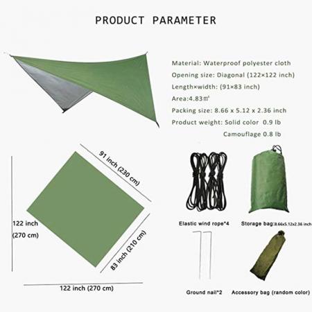 Hammock Rain Fly Waterproof and Lightweight Tent Tarp for Camping Backpacking Hiking 