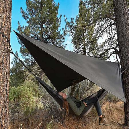 Camping Tarp Waterproof with 2 Poles Tarps Sunshade Picnic Mat Camping Accessories for Fishing Hiking 