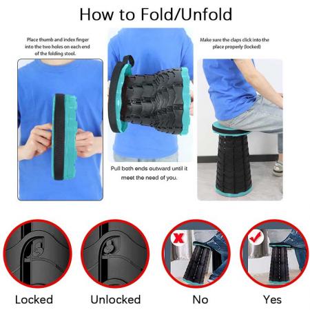 High quality Retractable Stool Folding Stool Lightweight Sturdy with Load Capacity 400lbs 