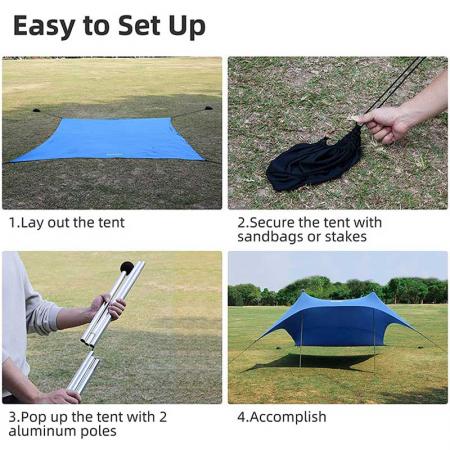 Lycra Canopy Pop Up Beach Tent Sun Shade Canopy UPF50+ with Aluminum Poles 