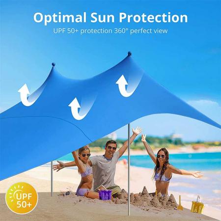 Pop up Beach Tent Sun Shade Canopy UPF50+ with Aluminum Poles for Beach Camping and Outdoors 