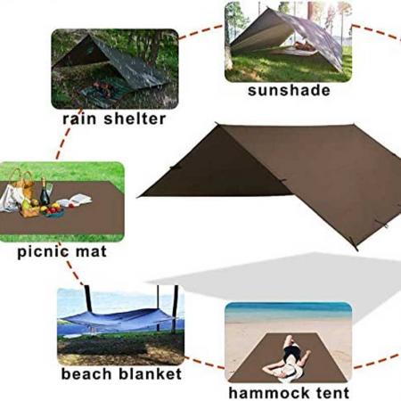 Camping Tarp Waterproof 3m x 3.2m Large Hammock Tent Tarp 