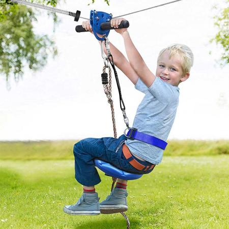 Zipline Trolley Kit with 25kN Carabiner Double Tandem Dual Pulley for Backyard Zipline 