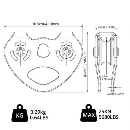 Zipline Trolley Kit with 25kN Carabiner Double Tandem Dual Pulley for Backyard Zipline 