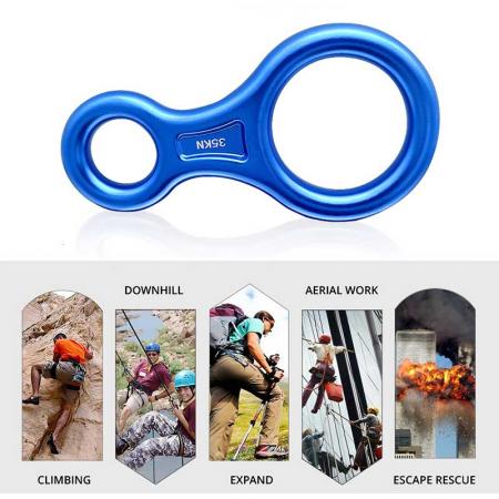 35KN Rescue Figure 8 Outdoor Descender Climbing Gear Downhill Equipment Belaying and Rappeling Device 