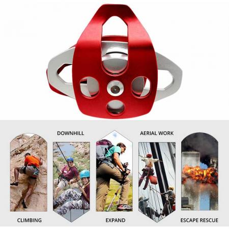 Large Rescue Double Pulley Heavy Duty 25KN Double Sheave with Swing Plate 