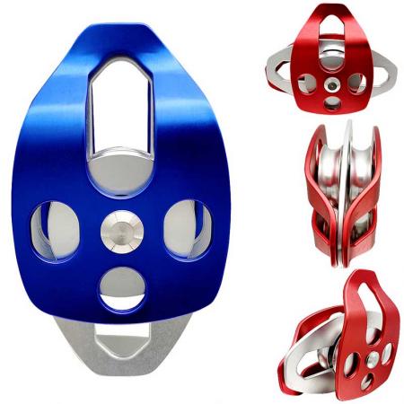 Large Rescue Double Pulley Heavy Duty 25KN Double Sheave with Swing Plate 