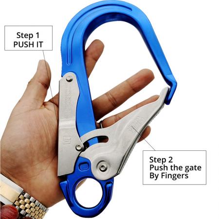 Big Rescue Hook 25KN Aluminum Alloy Snap Lock Hook Clip for Rock Climbing Rappelling Rescue Lanyard Harness Gear Equipment Tools