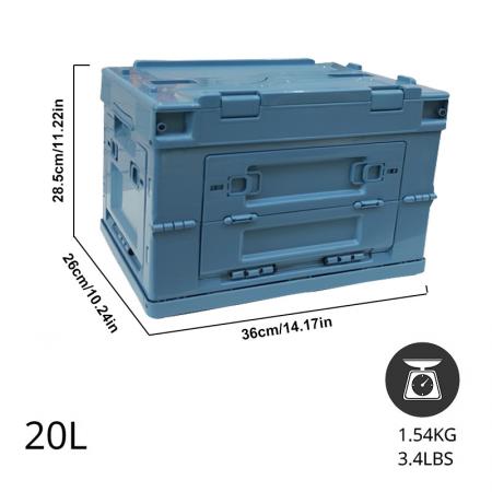 20L Collapsible Storage Box Crates Plastic Tote Storage Box Container for Camping, BBQ 
