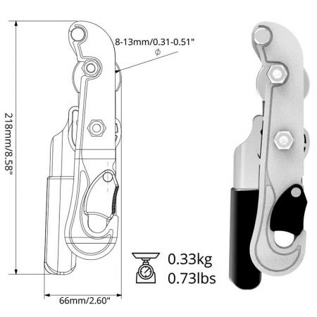 Climbing Gear Ascender and Rappelling Descender Belay Devices for 9-12mm Rope 