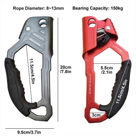 High quality 7075 aluminium left and right hand ascender for work at height climbing 