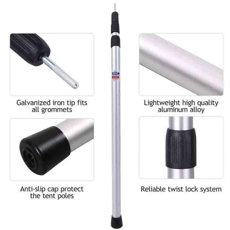 Telescopic Tent Poles Lightweight Tarp Poles Red ,Thicken Aluminium Rods Tent Pole Bag 