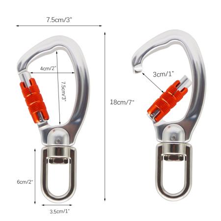25KN Outdoor Climbing Activity 7075 Material Anodizing Snap Hook Locking Carabiner 