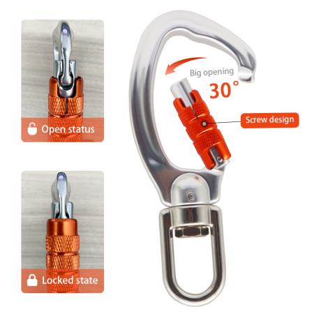 25KN Outdoor Climbing Activity 7075 Material Anodizing Snap Hook Locking Carabiner 