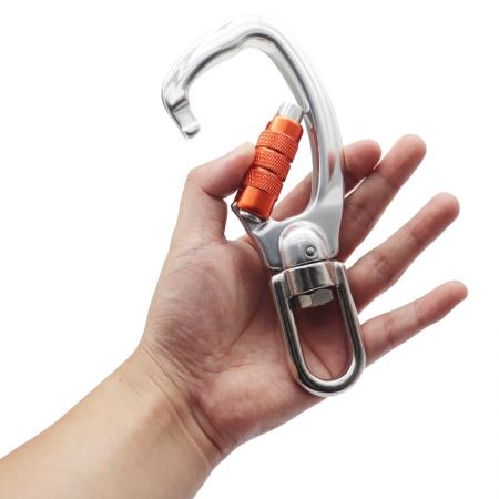25KN Outdoor Climbing Activity 7075 Material Anodizing Snap Hook Locking Carabiner 