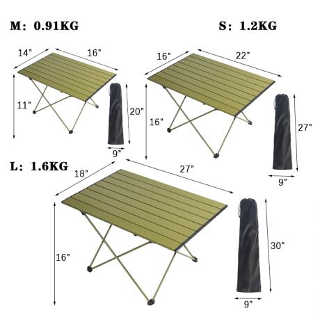 Portable Table Folding Aluminum Camp Picnic Table Foldable with a Bag for Outdoor 