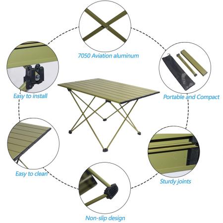 Portable Table Folding Aluminum Camp Picnic Table Foldable with a Bag for Outdoor 