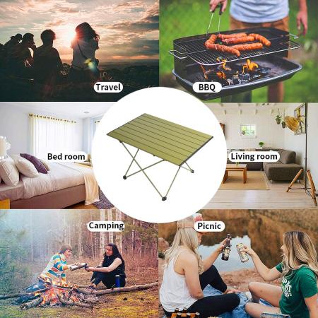 Portable Table Folding, Aluminum Camp Picnic Table Foldable with a Bag for Outdoor, Hiking, Backpacking 
