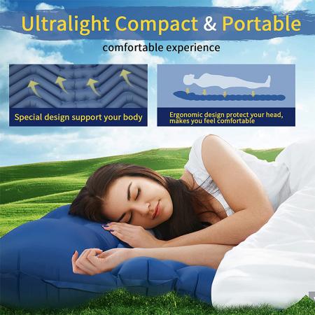 Compact Lightweight Double Air Sleeping Pad For Camping Hiking