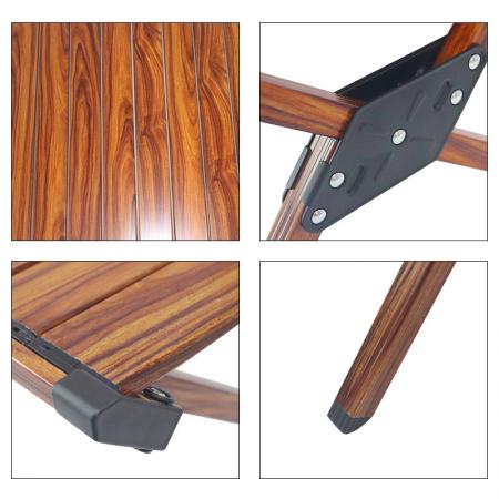 Outdoor Wood Grain Table Folding Table Roll Camping Folding Picnic Table for Beach Fishing 