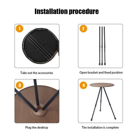 Camping Round Table Foldable Outdoor Portable Folding Picnic Table Height 35-53.5cm 