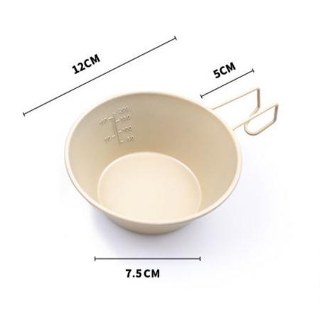 Portable Folding Handle Camping Bowl Outdoor Camping Stainless Steel Alloy Food Bowl Syrah Bowl