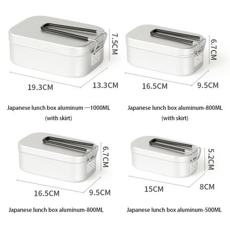 Aluminum Food Lunch Box with Handle Food Grade Rectangular Metal Aluminium Bento Lunch Box for Outdoor Camping 