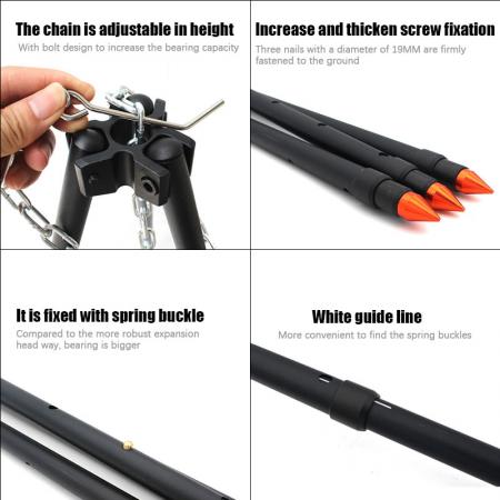 NEW STYLE Aluminum Alloy Campfire Bracket 3 Sections Telescopic Outdoor Campfire Tripod Black 