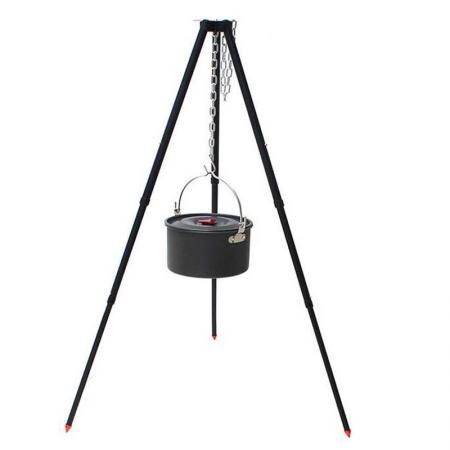 NEW STYLE Aluminum Alloy Campfire Bracket 3 Sections Telescopic Outdoor Campfire Tripod Black 