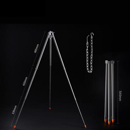 NEW STYLE Aluminum Alloy Campfire Bracket 3 Sections Telescopic Outdoor Campfire Tripod Black 