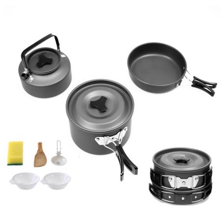 Wholesale Camping Teapot Combination Kettle Set Cookware Pot Outdoor Pot Set with Free Gifts 