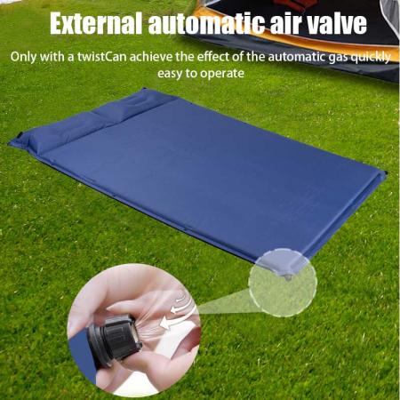 Double Self Inflating Sleeping Pad Double Person Sleeping Pad Mattress 190T Spring Sub-Spun with Pillow 