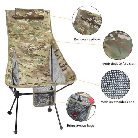 Outdoor Leisure Aluminum Alloy Foldable Chair With Detachable Pillow 