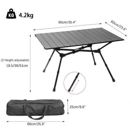 2024 New Portable Folding Camping Table Foldable Outdoor Aluminum Picnic Beach Table with Stable X-bar 