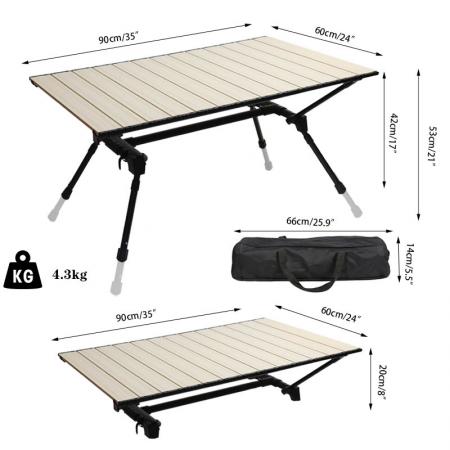 China Wholesale Folding Beach Metal table Picnic Hiking table with Unique Design Bracket Light Wood Grain Color 