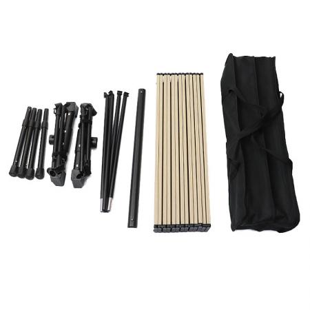 China Wholesale Folding Beach Metal table Picnic Hiking table with Unique Design Bracket Light Wood Grain Color 