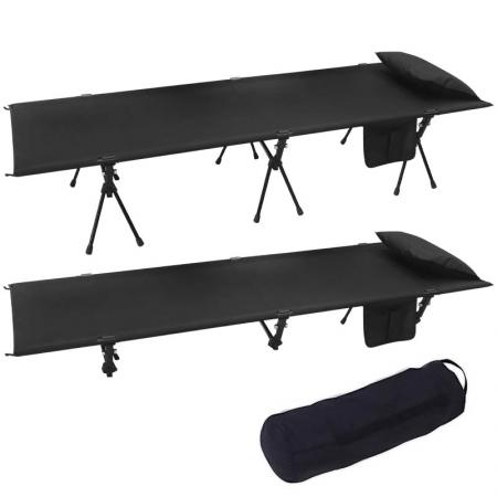 Portable OEM Aluminum Outdoor Oxford Sleeping Camping Bed Foldable Adjustable Folding Cot with Pillowcase 