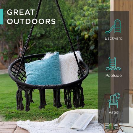Hammock Chair Macrame Swing Hanging Cotton Rope Swing Chair 