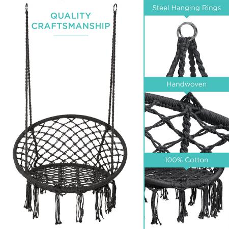 Hammock Chair Macrame Swing Hanging Cotton Rope Swing Chair 