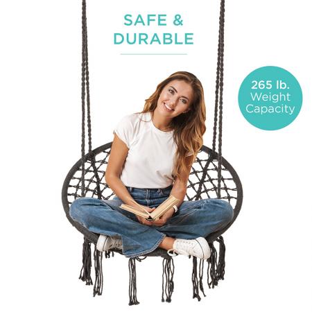 Hammock Chair Macrame Swing Hanging Cotton Rope Swing Chair 