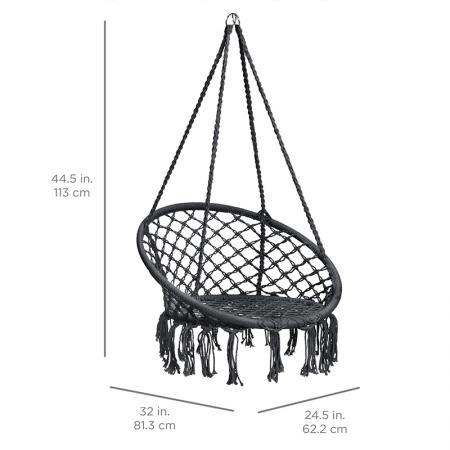 Hammock Chair Macrame Swing Hanging Cotton Rope Swing Chair 