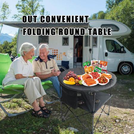 Double Decker Cloth Folding Table With Cup Holders 