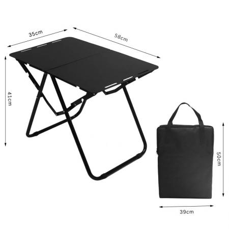 Black Lightweight Portable Folding Ultralight Roll Up Mini Aluminum Camp Picnic Table Foldable For Outdoor Hiking 