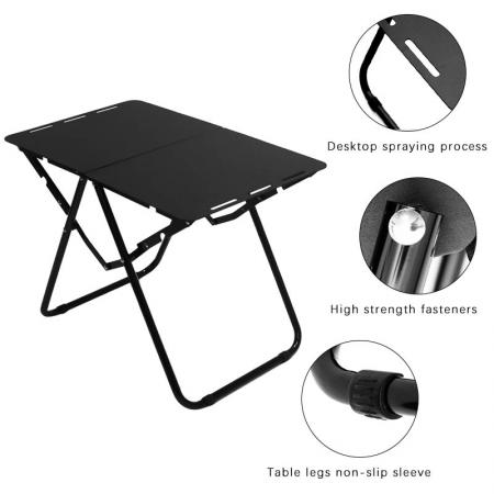 Black Lightweight Portable Folding Ultralight Roll Up Mini Aluminum Camp Picnic Table Foldable For Outdoor Hiking 